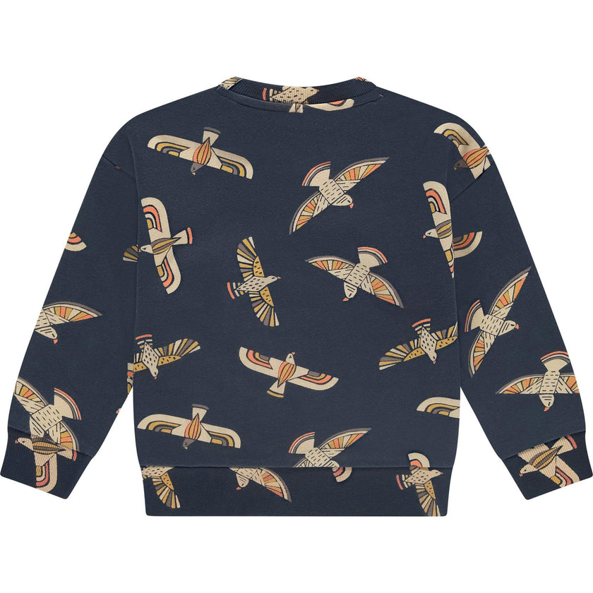 Abstract Birds Crew Neck Pullover Sweatshirt