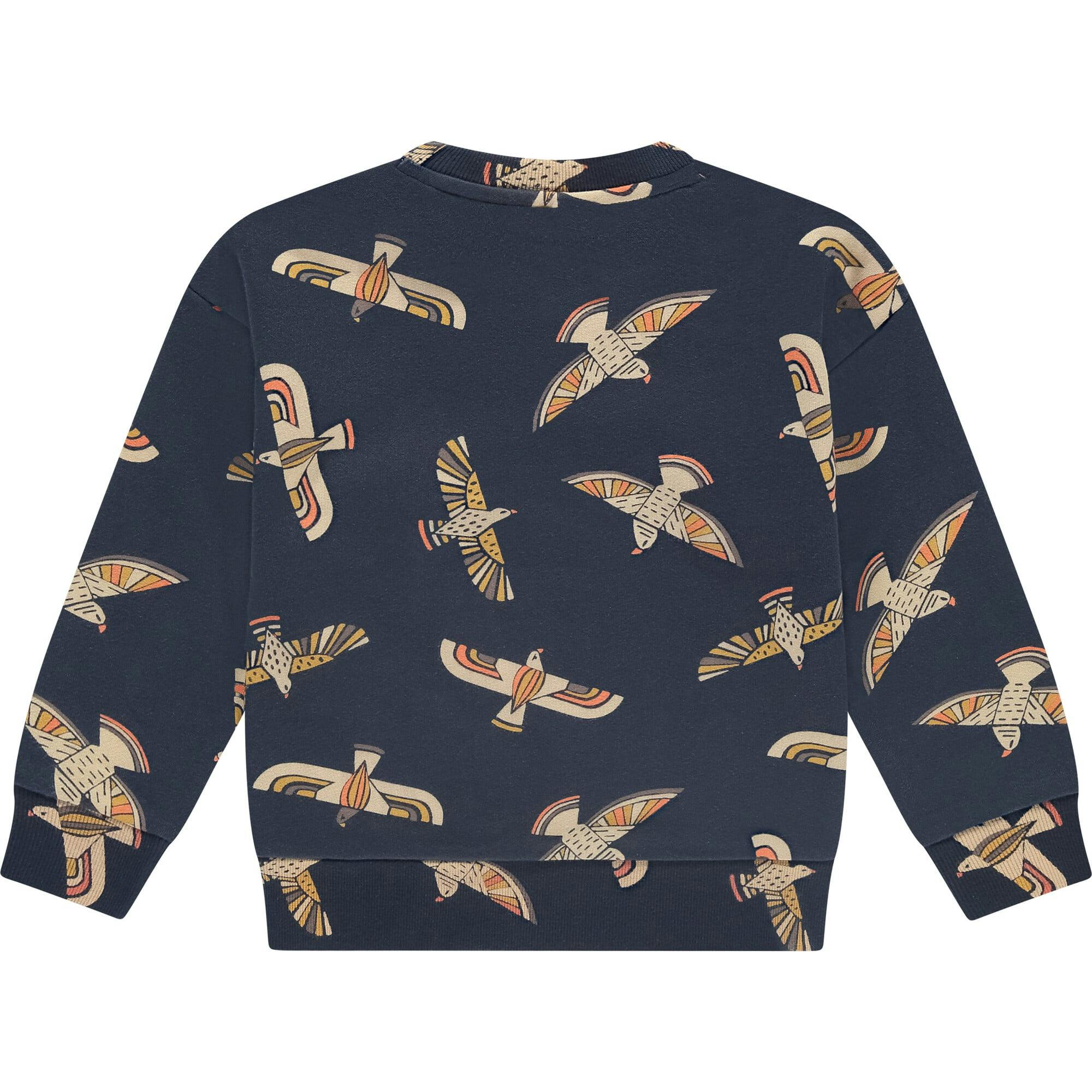 Abstract Birds Crew Neck Pullover Sweatshirt