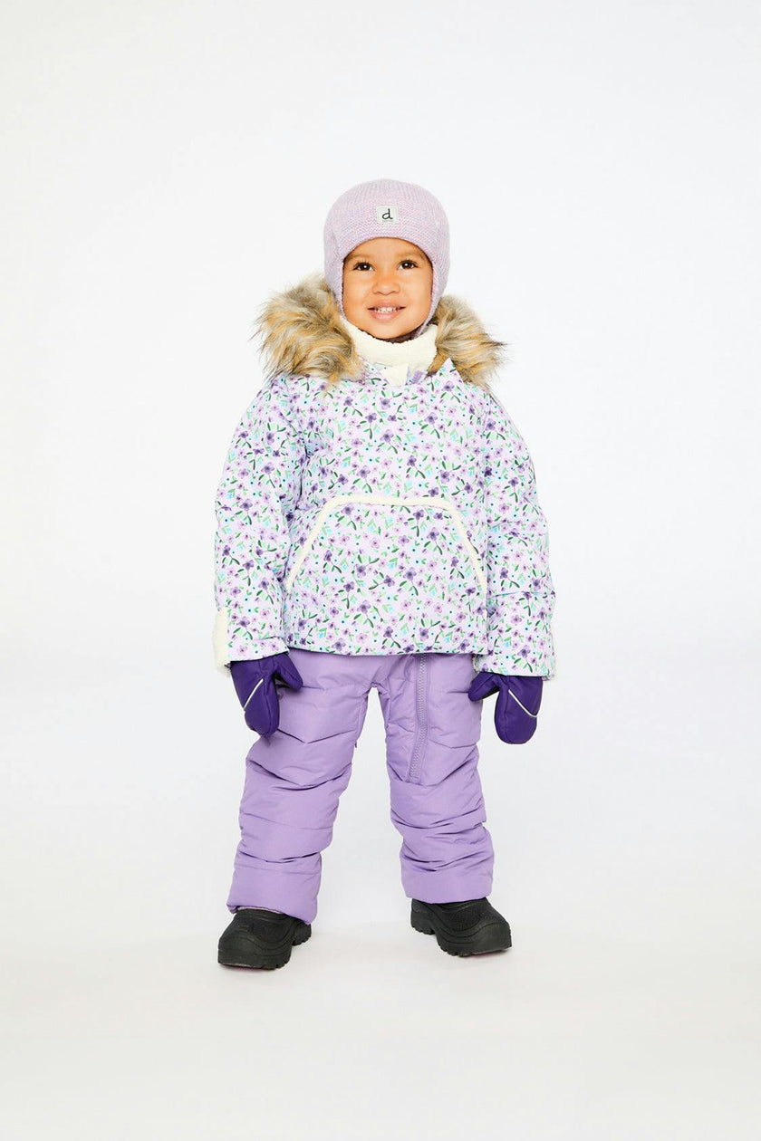 Baby Snug One Piece Snowsuit Adapted For Car Seats Purple Printed Mini Flowers