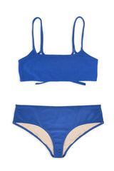 Teen Two-Piece Swimsuit, Bralette Tie Reversible & Shorty - Terry Cobalt Blue