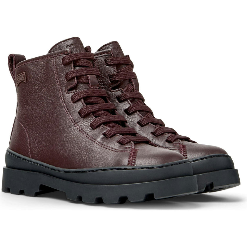 Camper Girls Brutus Unisex leather Boots - Burgundy