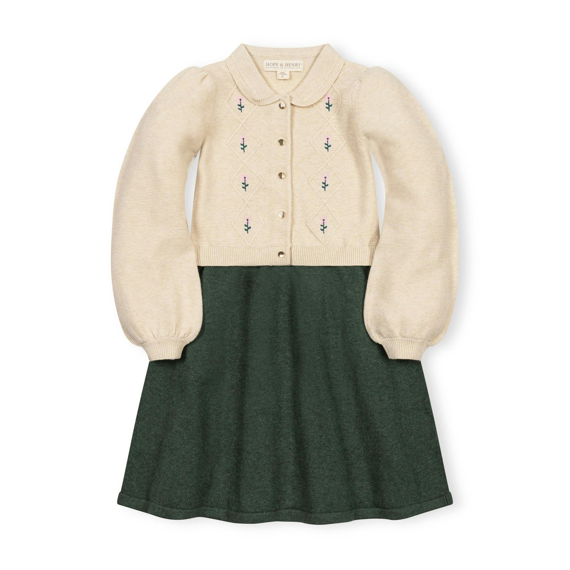 Organic Button Front Collared Sweater Dress
