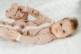 Mushroom Organic Cotton Ruffle Footed Romper