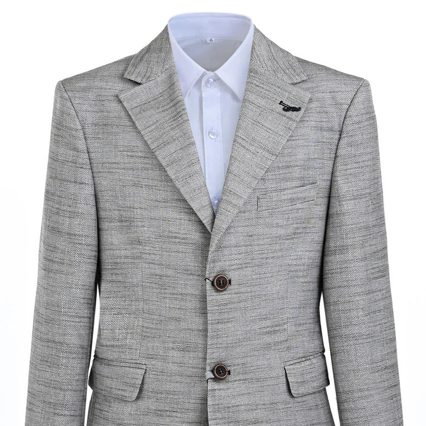 Beige Oscar Textured Blazer Suit Set with Shirt