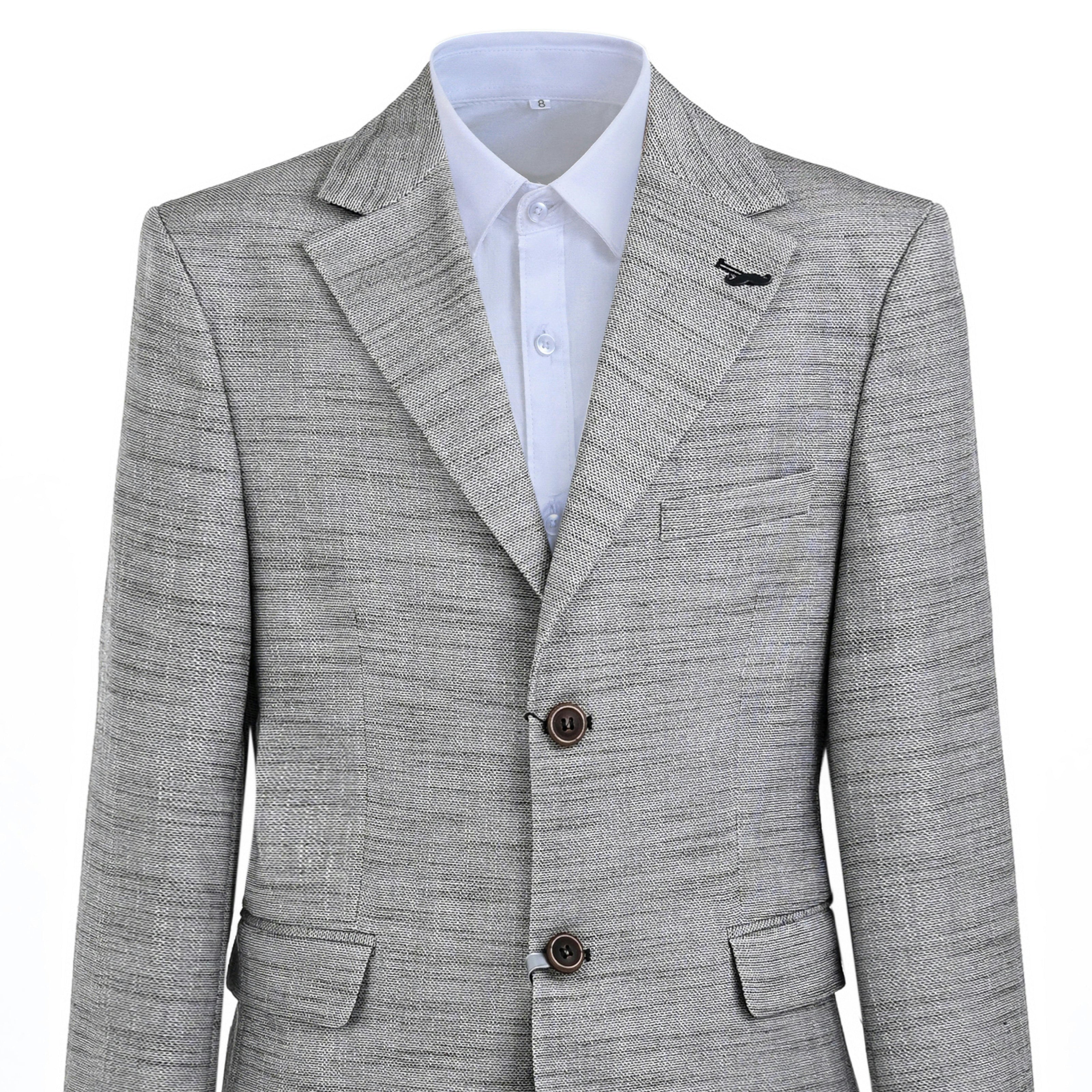 Beige Oscar Textured Blazer Suit Set with Shirt