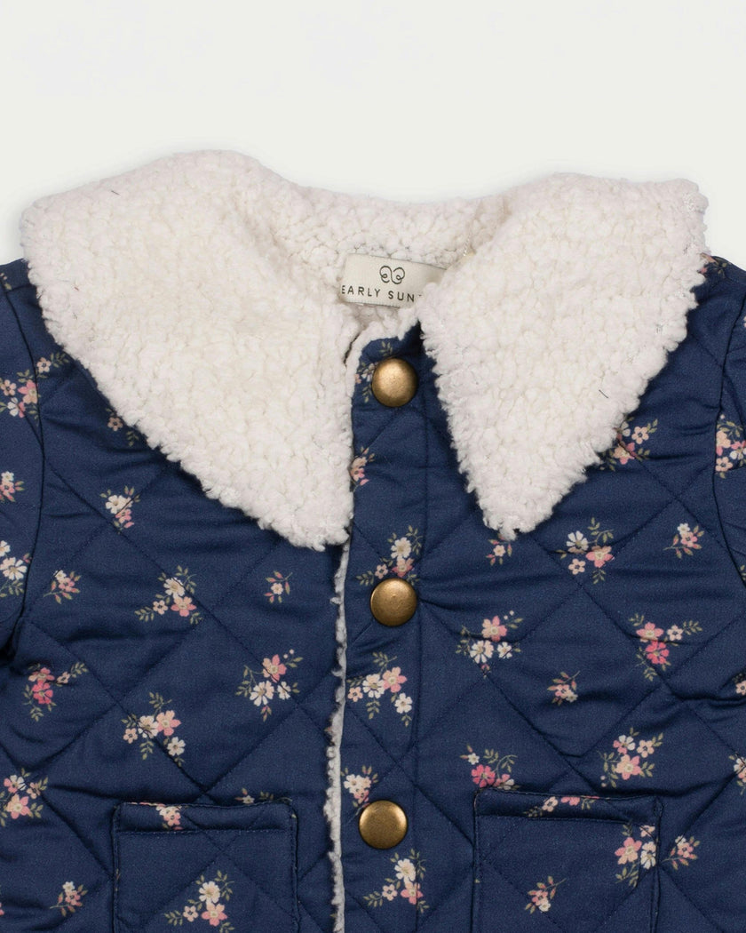 Molly Baby Quilted Jacket - Ditsy Bouquet Navy