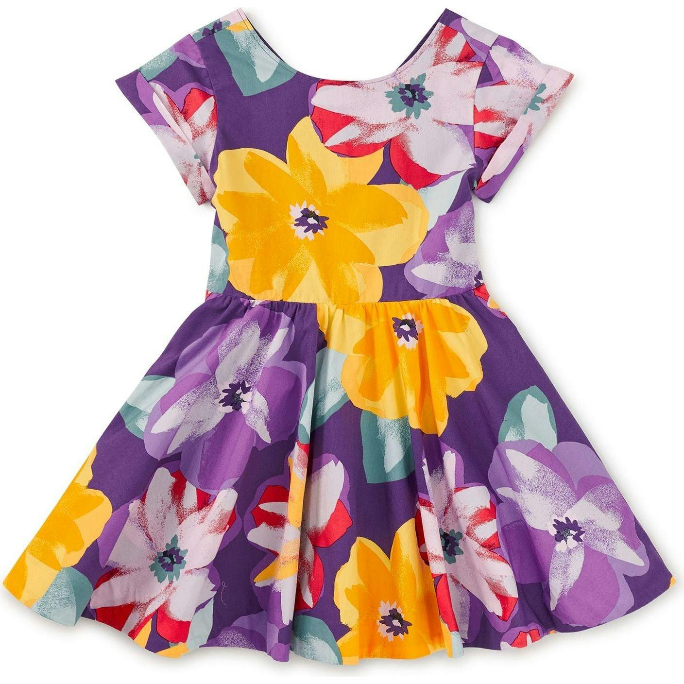 Button Back Skirted Dress, Multi