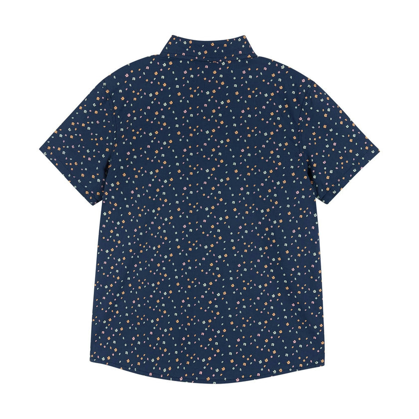 Navy Floral Print Buttondown Shirt