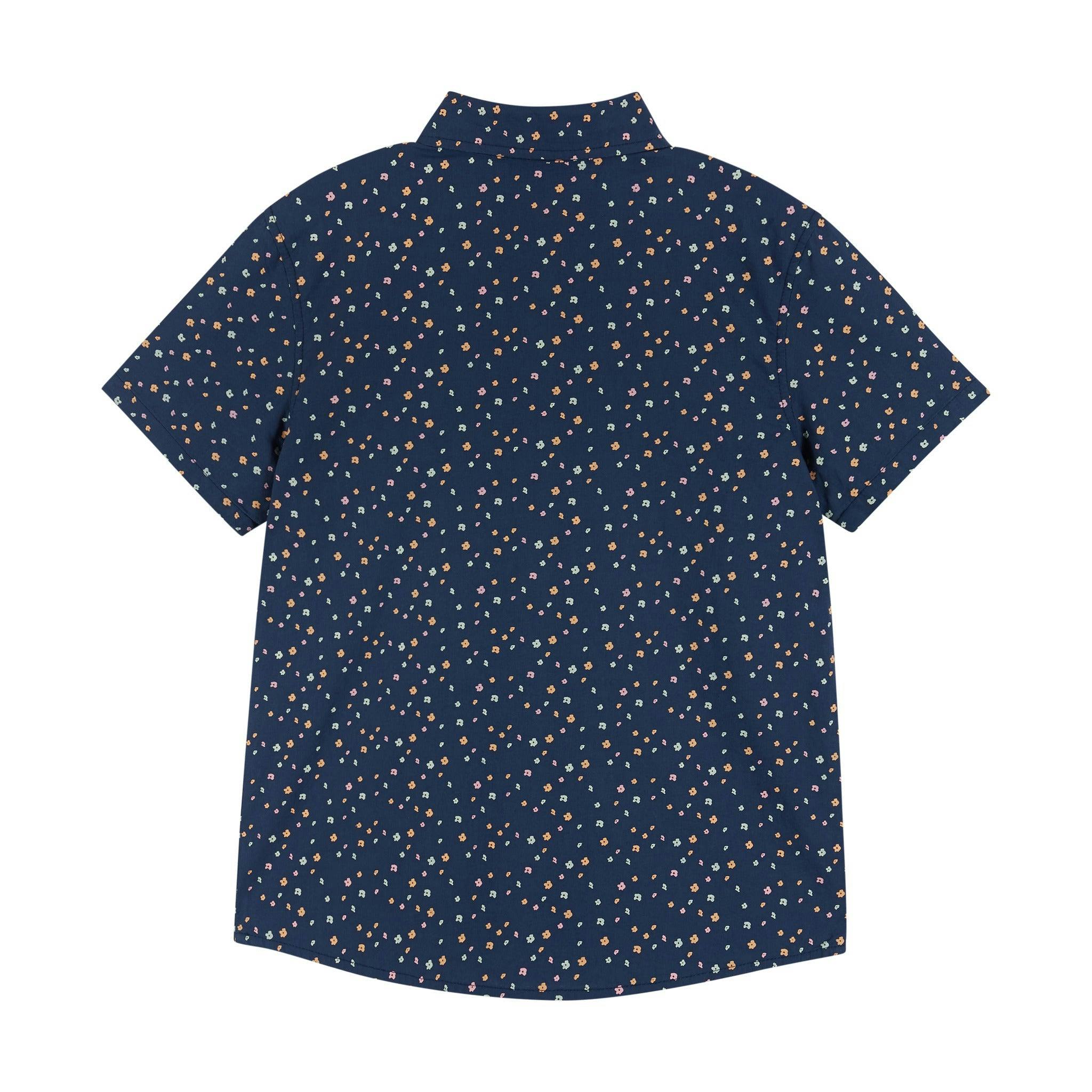 Navy Floral Print Buttondown Shirt