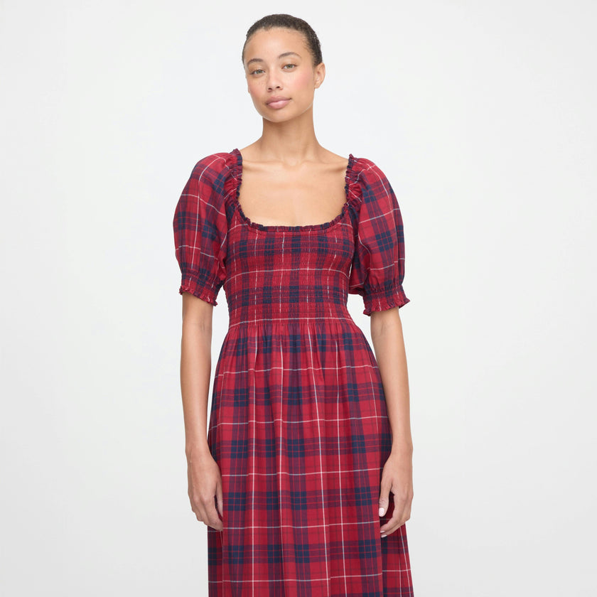 The Louisa Nap Dress - Cherry Tartan