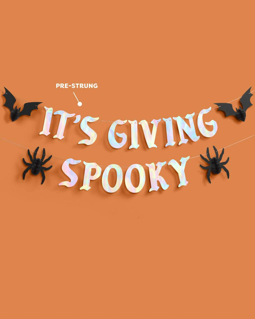 It's Giving Spooky Banner - iridescent foil banner