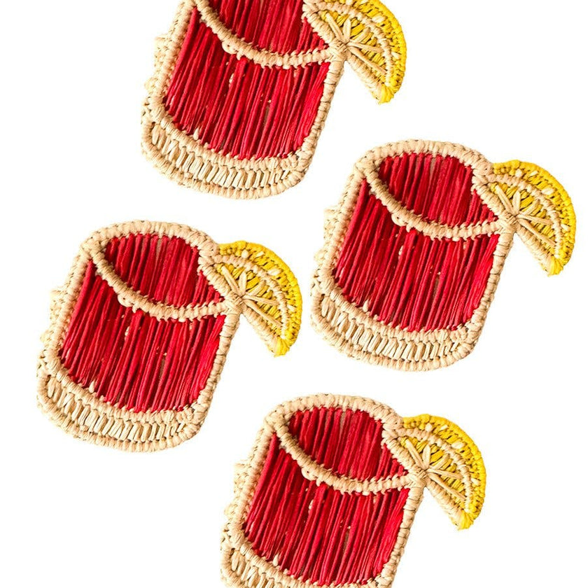 Set of 4 Handwoven Iraca Negroni Napkin Rings