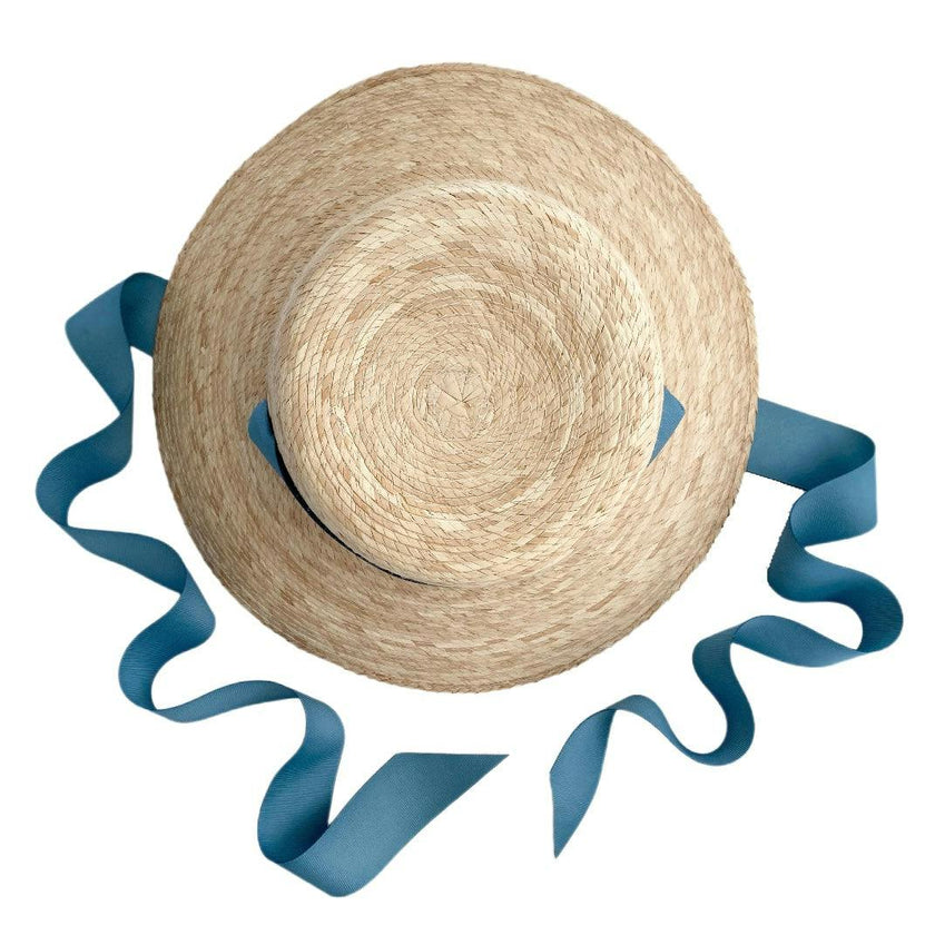 Mommy & Me Sun Hat Set - Wildflower & Palmetto - French Blue Grosgrain Ribbon