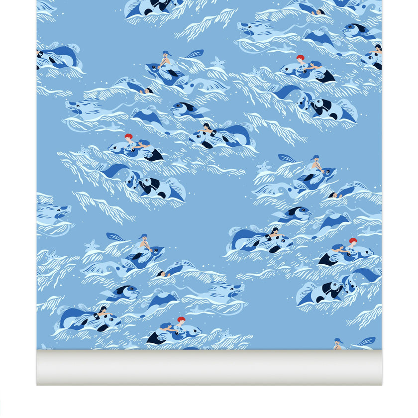 Wallpaper Uokawa color Bleu