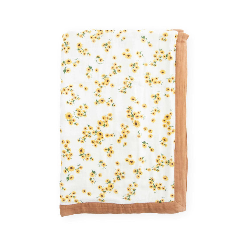 Deluxe Muslin Baby Quilt - Ditsy Sunflower