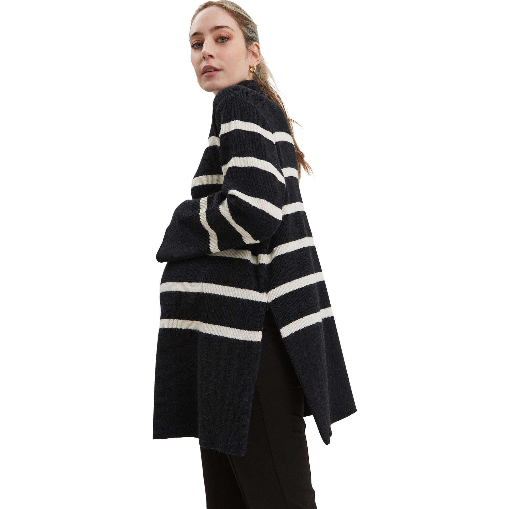 Sarabeth Neck Long Sleeve Maternity Sweater
