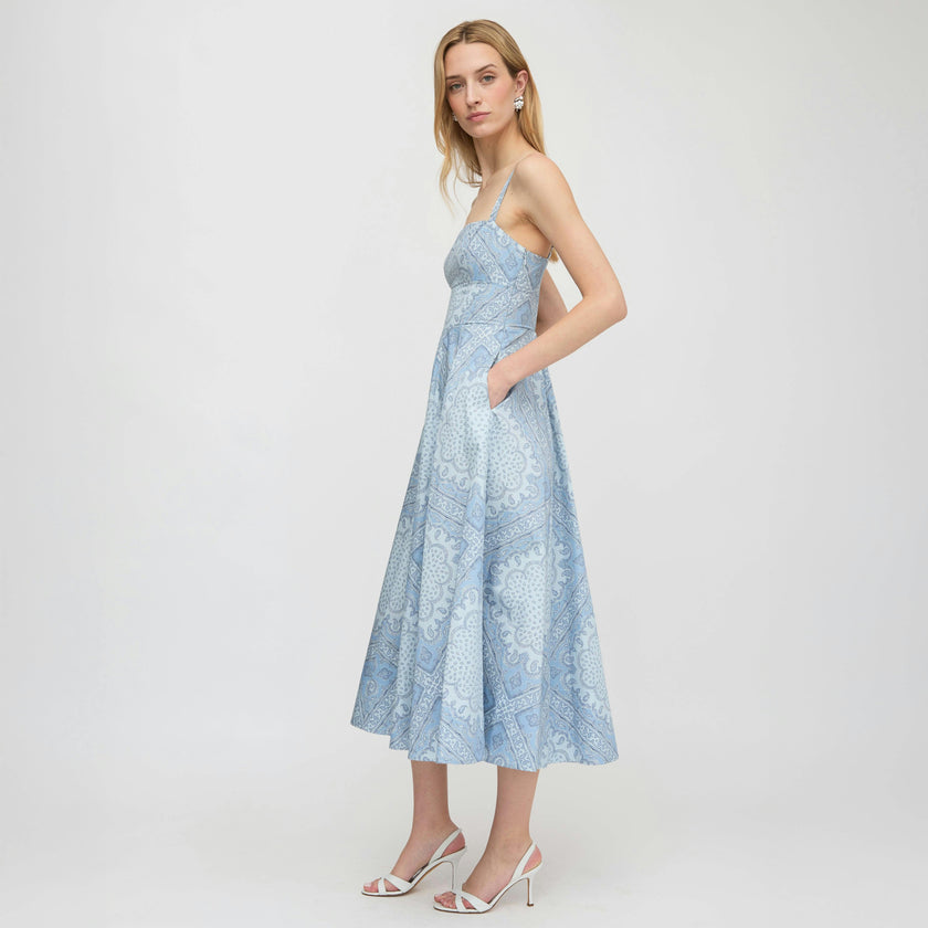 The Margot Dress - Dusty Blue Paisley Scarf