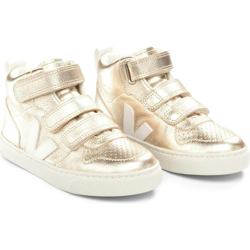 VEJA V-10 High Top Velcro Sneakers - Platine