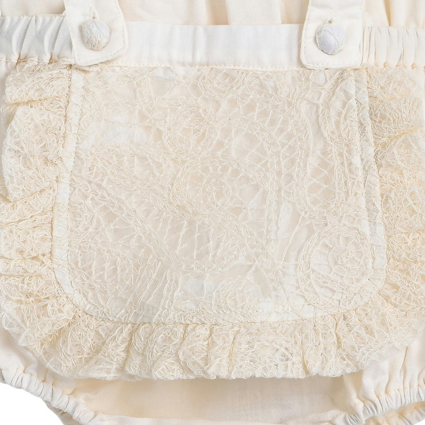 Cream Romper with Lace Detail