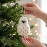 Handmade Felt Snowy Owl Christmas Ornament