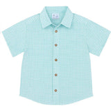 Gingham Linen Look Camp Shirt