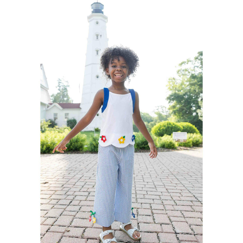 Knit Top With Scallop Hem And Flowers
