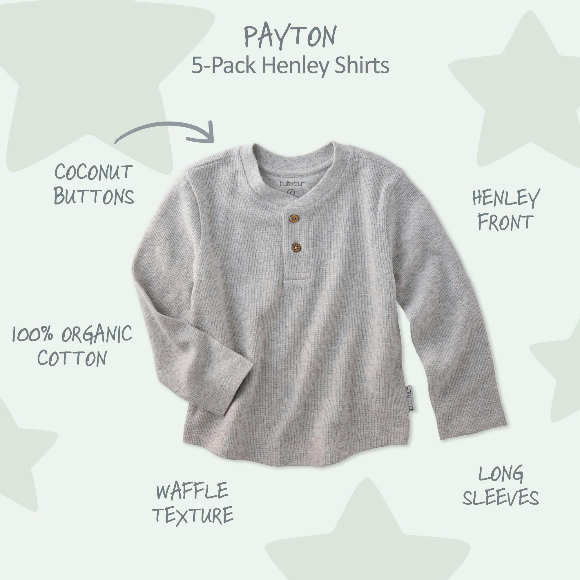 PAYTON 5-Pack Waffle Henleys
