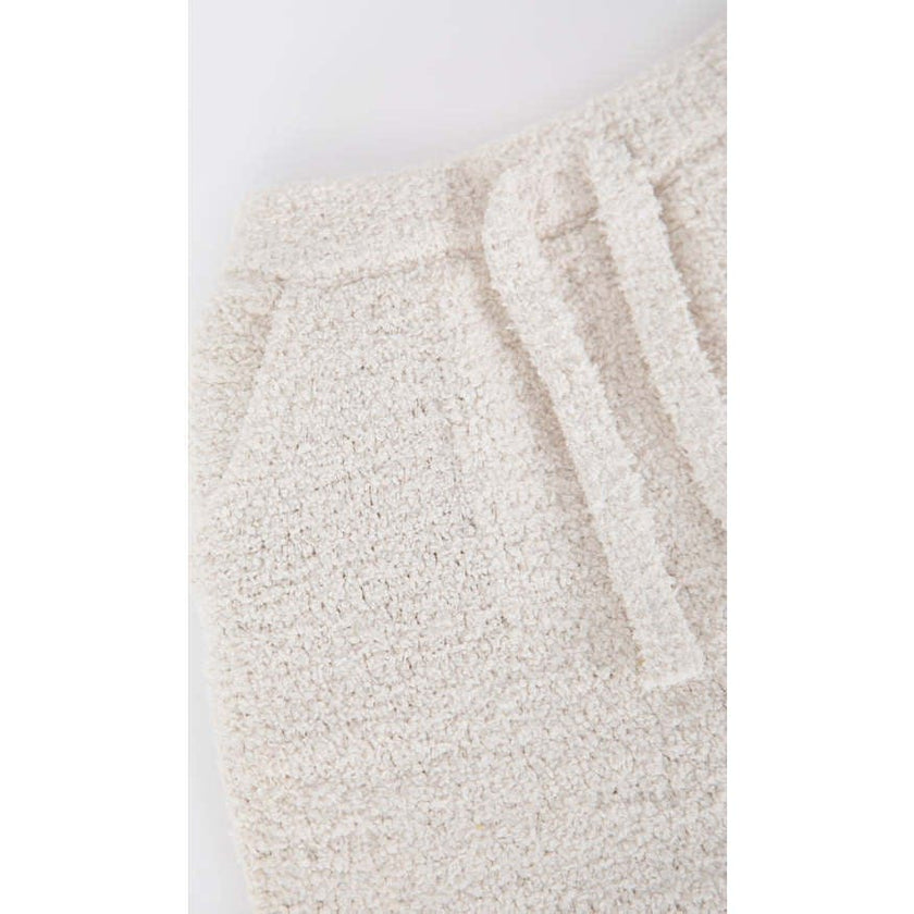 Fuzzy Drawstring Waist Ribbed Cuff Joggers