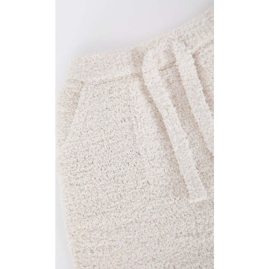 Fuzzy Drawstring Waist Ribbed Cuff Joggers
