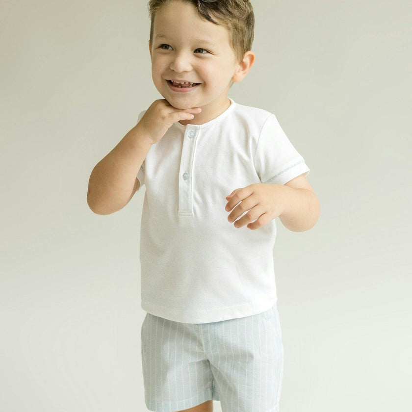 Henley T-Shirt - Lt.Blue Trim