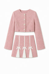 Leah Pink Tweed Two Piece Set