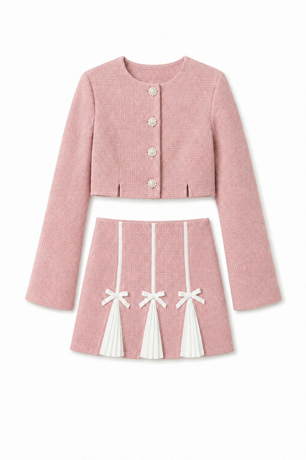 Leah Pink Tweed Two Piece Set