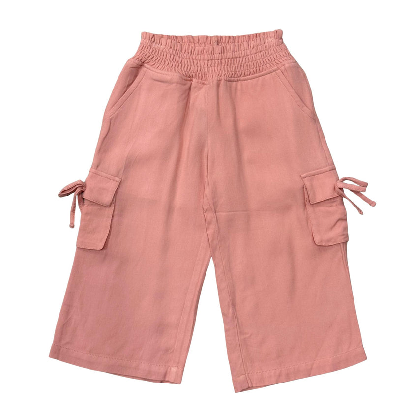 Girls Wide Leg Cargo Pant in Mellow Rose
