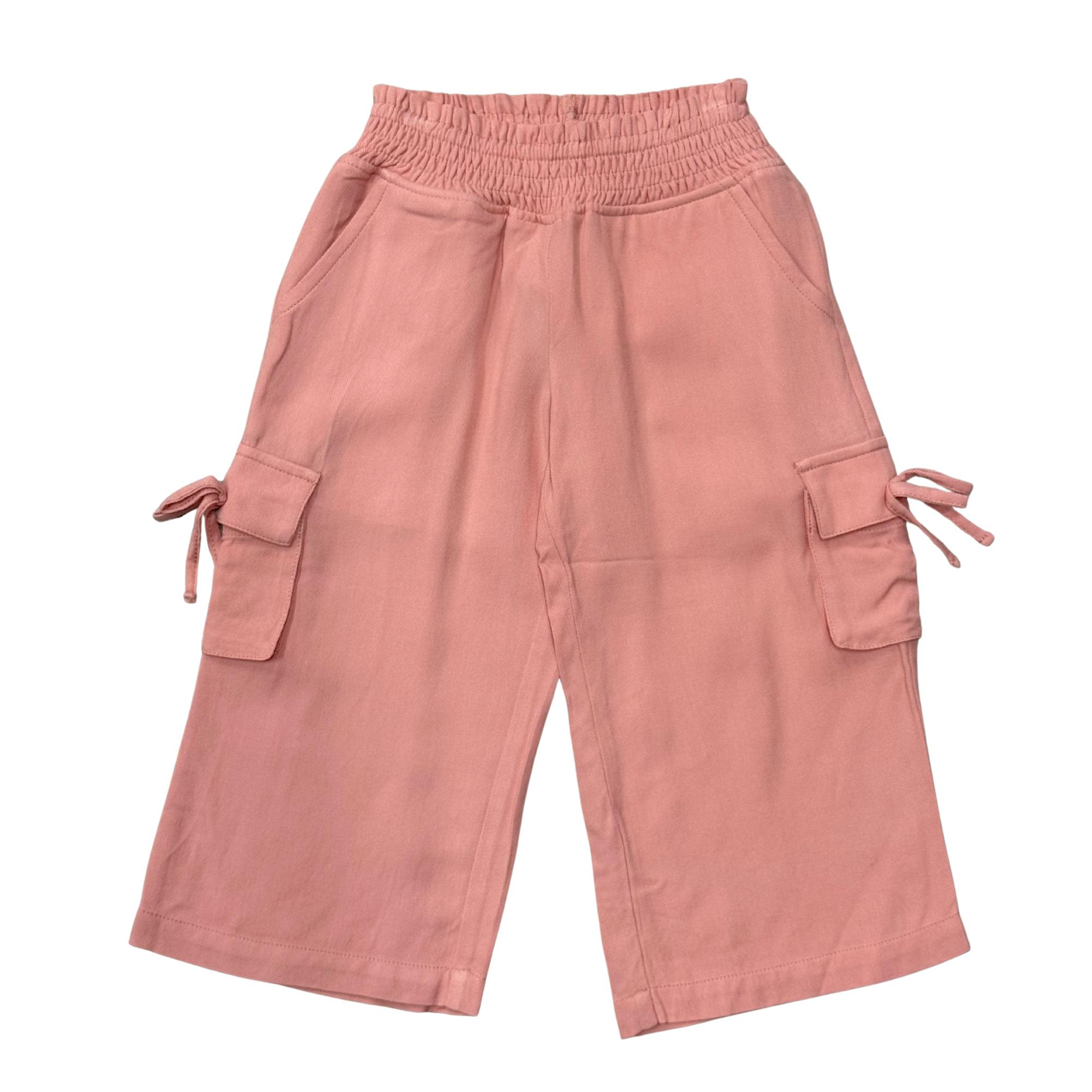 Girls Wide Leg Cargo Pant in Mellow Rose