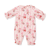 Bows & Santa - Knit Flame Resistant Long Sleeve Ruffle Collar Romper