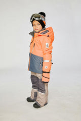 Two Piece Teknik Snowsuit Bright Orange Grey And Taupe