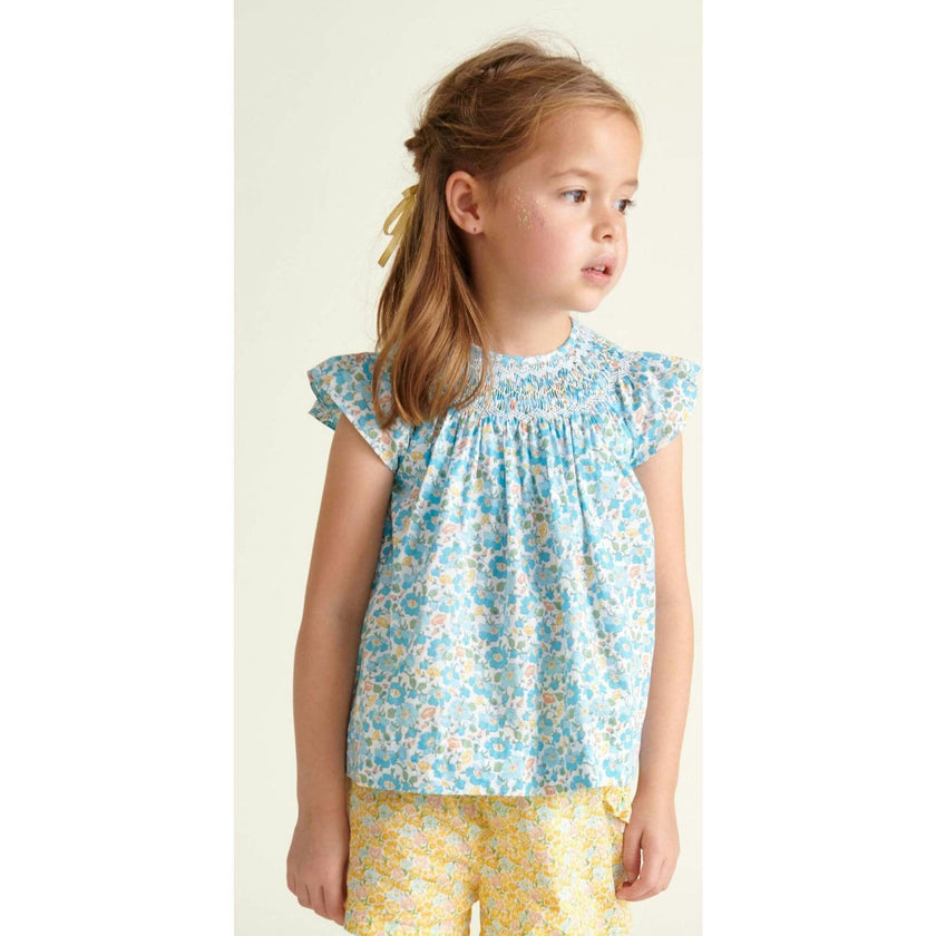 Made With Liberty Fabric Smocked Girls Blouse Soleil