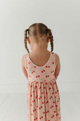 Girls Henley Tank Dress in Cherries