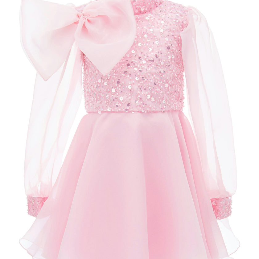 Pink Aaliyah Organza Bow Dress