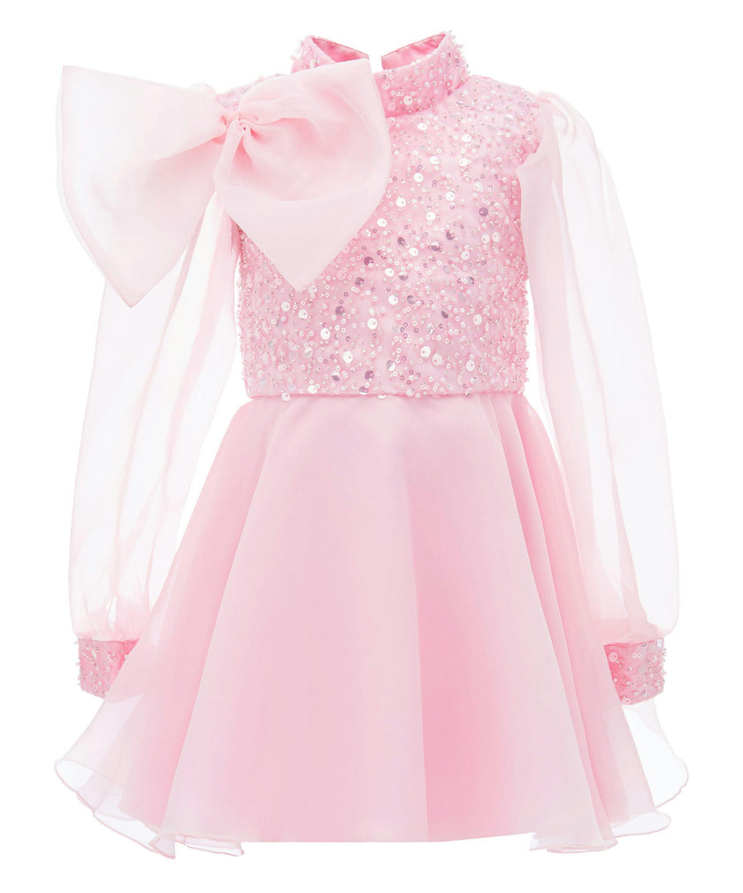 Pink Aaliyah Organza Bow Dress