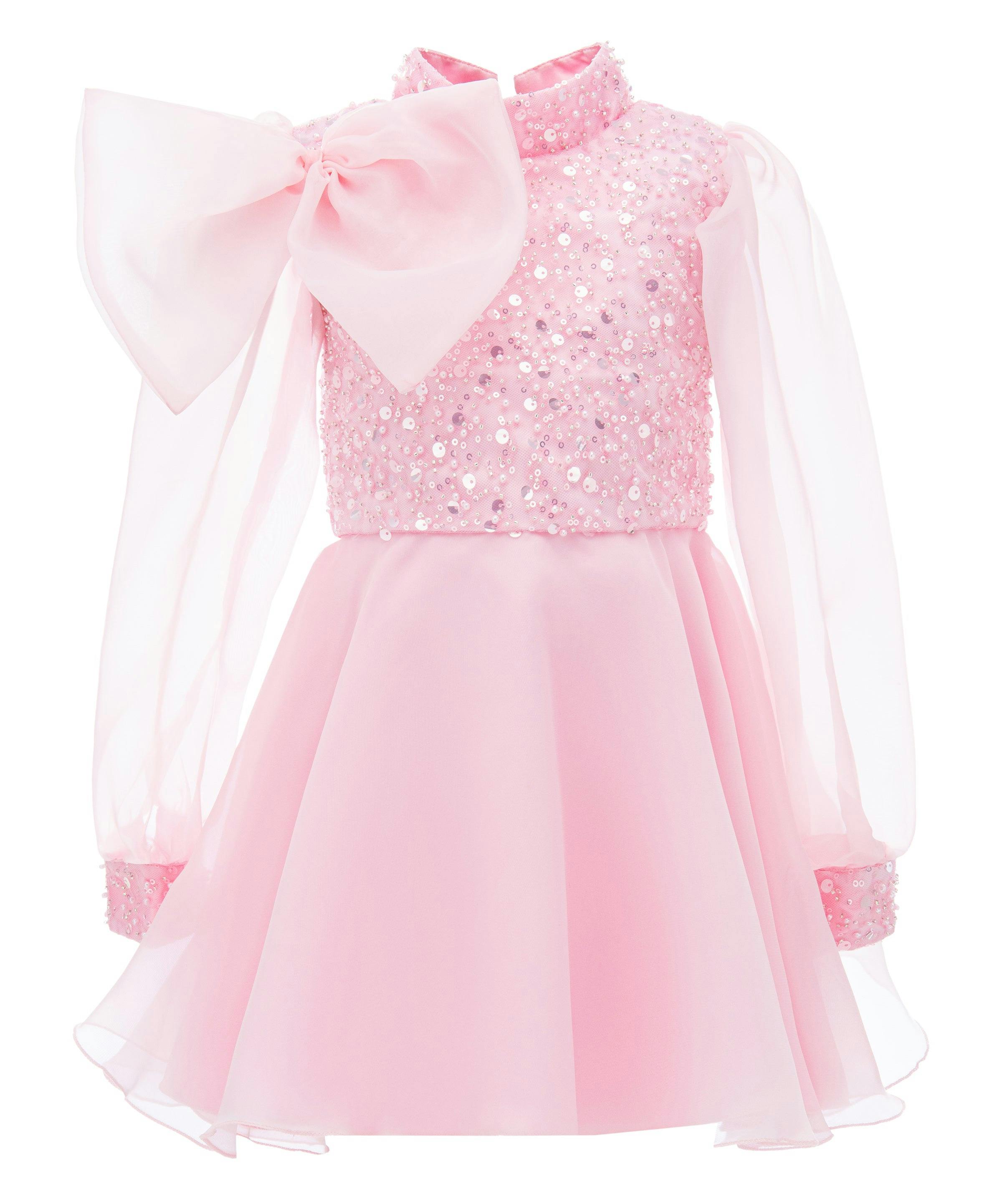 Pink Aaliyah Organza Bow Dress