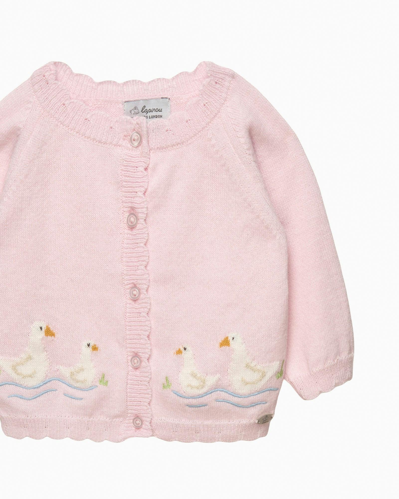 Baby Duck Cardigan in Pale Pink