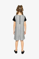 Sleeveless Knitwear A-Line Dress Black And White