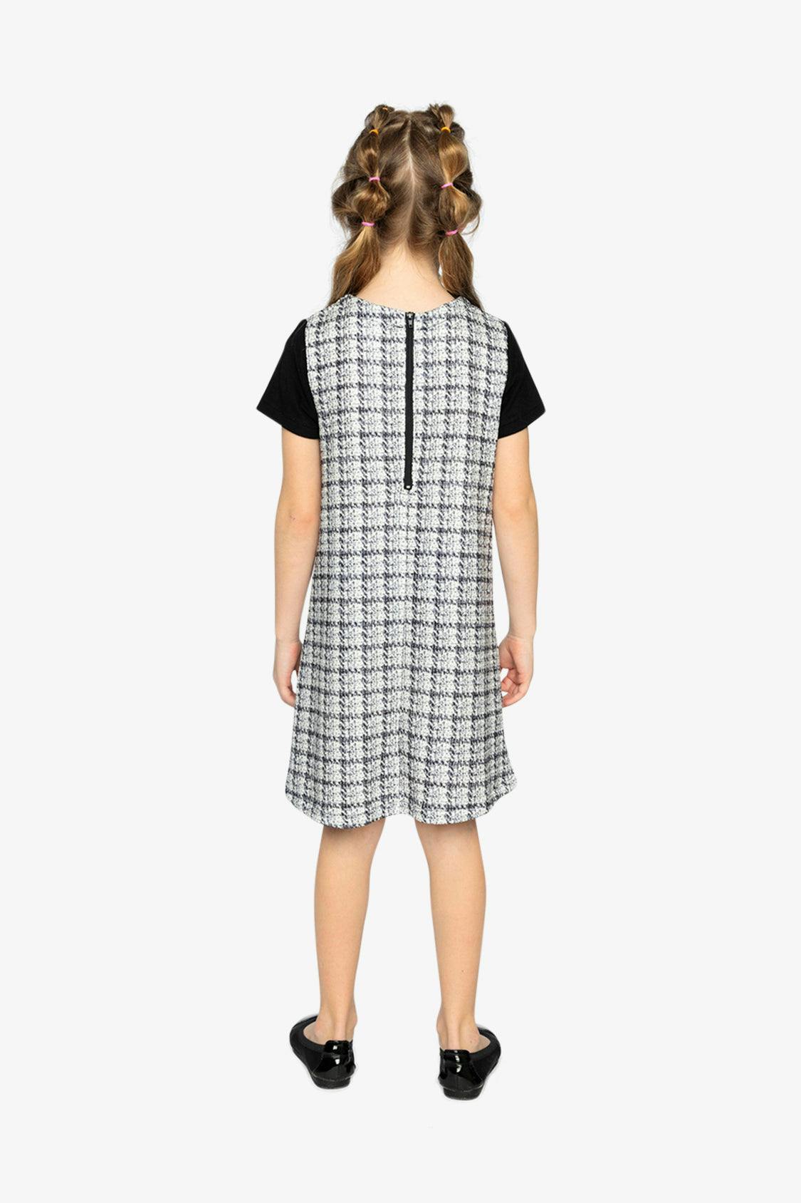 Sleeveless Knitwear A-Line Dress Black And White