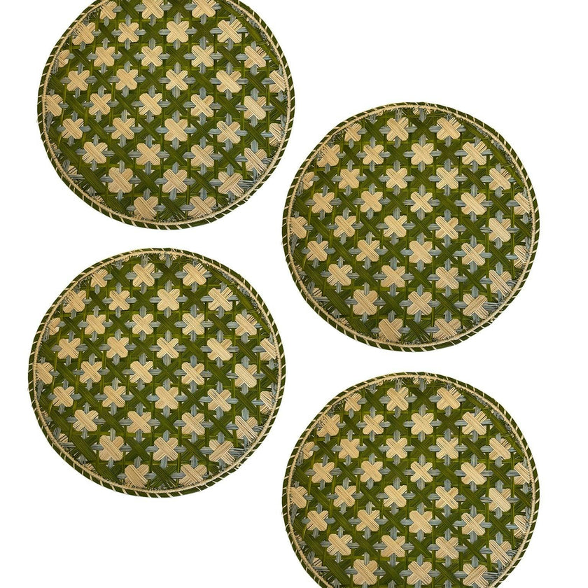 Set of 4 Handwoven Lido Verde Chargers