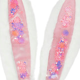 Packed Party Too Cute to Hop Plush Bunny Ears Headband - Trapped Pastel Confetti Interior with Fuzzy White Trim for Easter Parties and Spring Celebrations