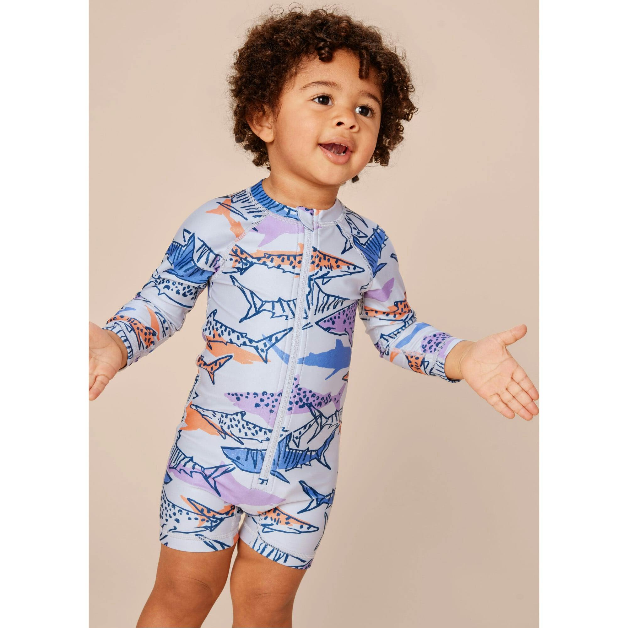 Baby Rash Guard Long Sleeve Zipped Swimsuit, Multi