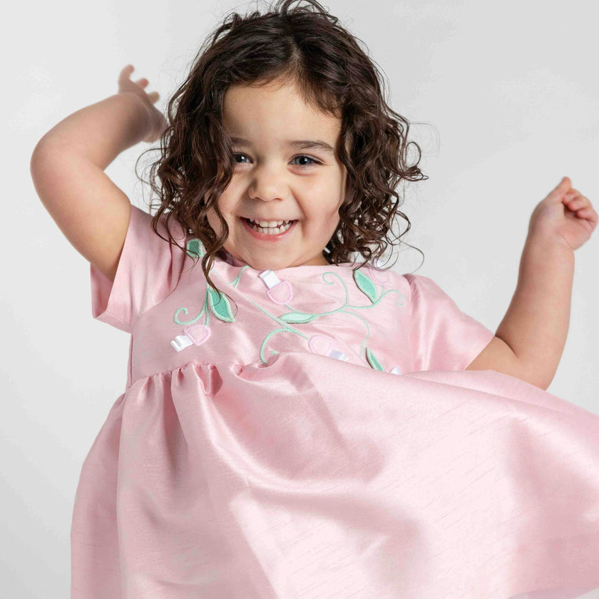 Dupioni Dress With Flower Vines