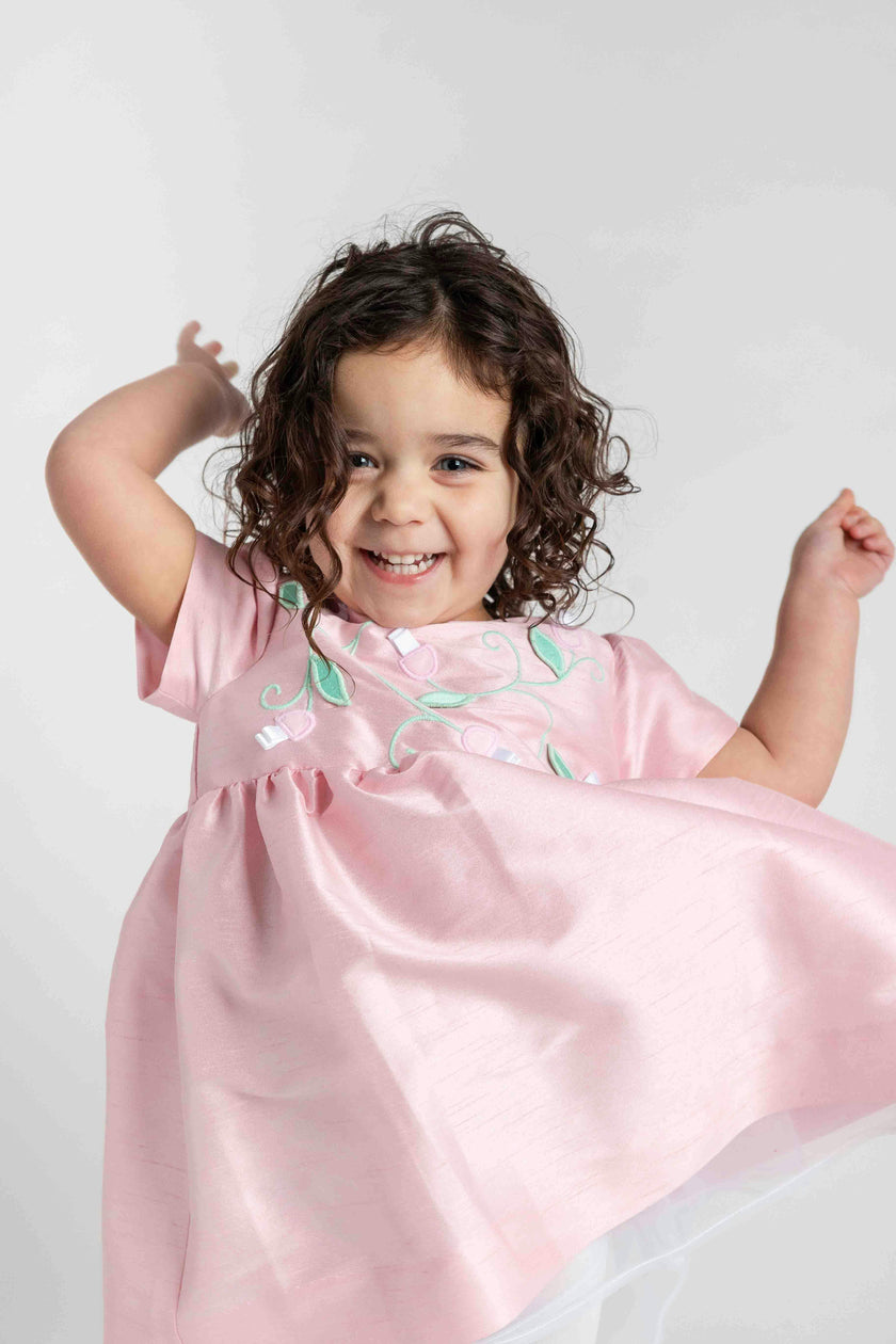 Dupioni Dress With Flower Vines