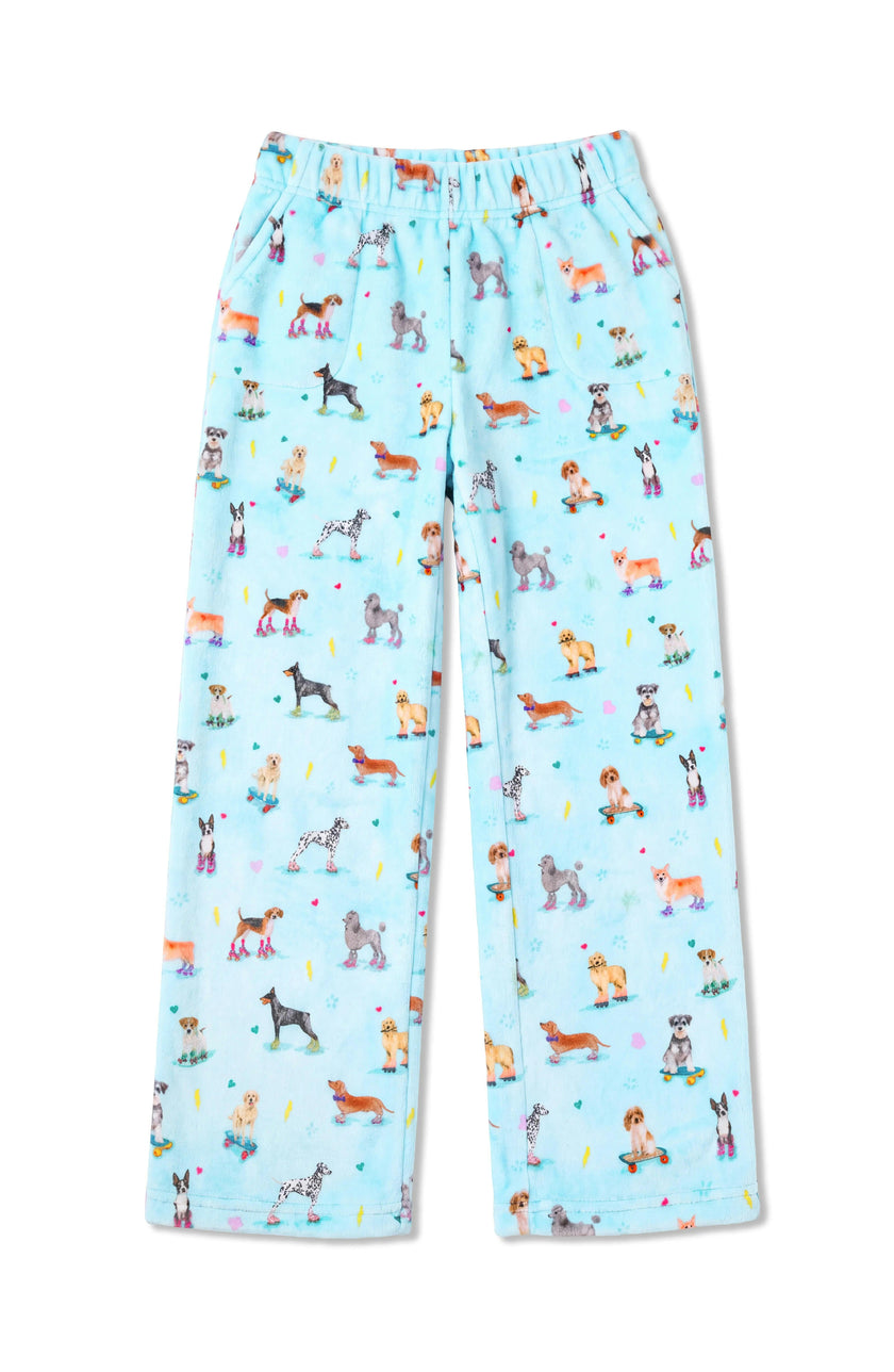 Puppy Love Print Plush Pants